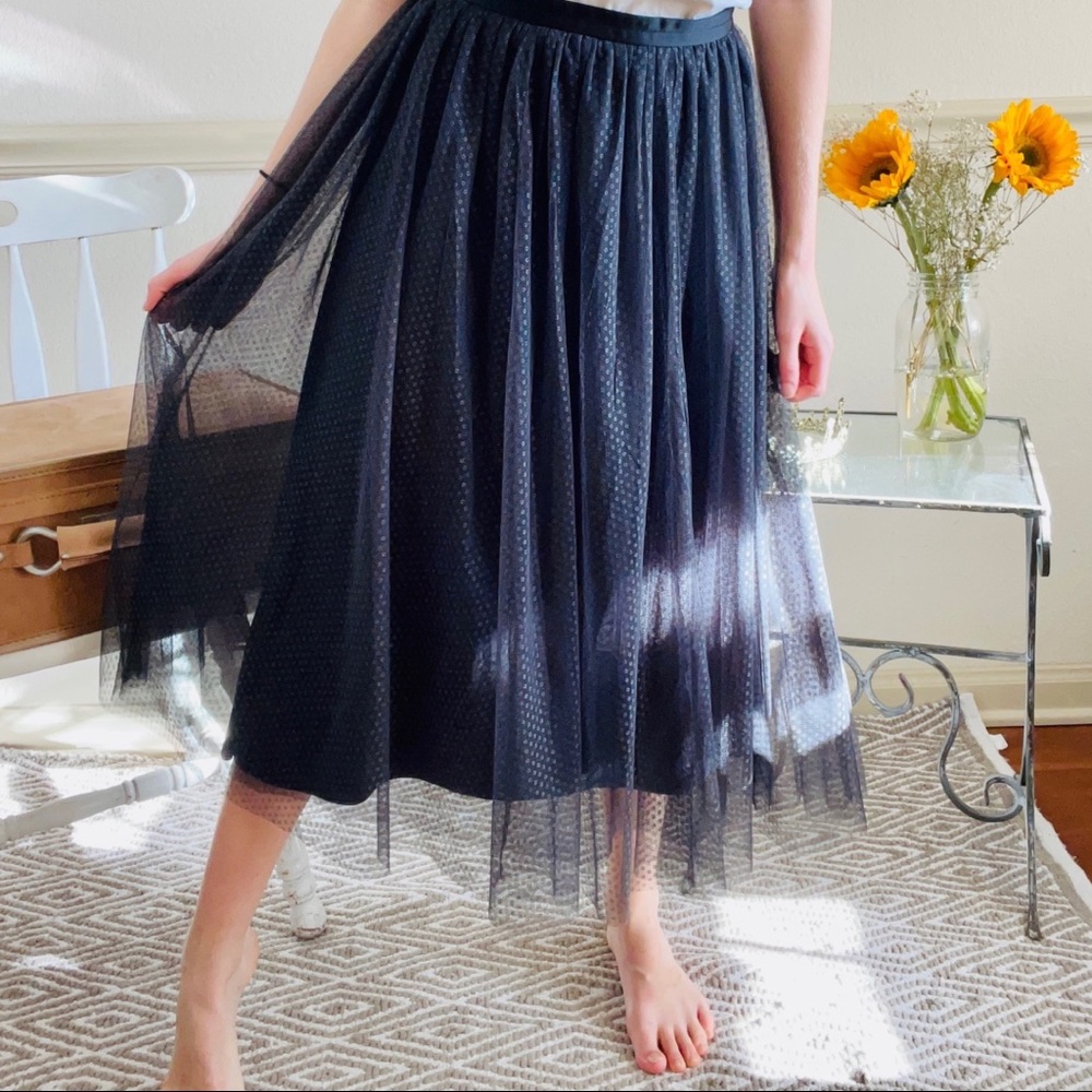 Needle & Thread Mesh Black Skirt